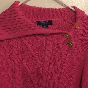 Chaps Pink Cable Knit Sweater Sz Large Petite Gorgeous like NEW Mint Condition